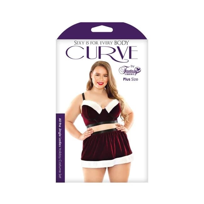 All the Jingle Ladies Costume Set; Long Line Bra, Garter Skirt, and Pant, image 1
