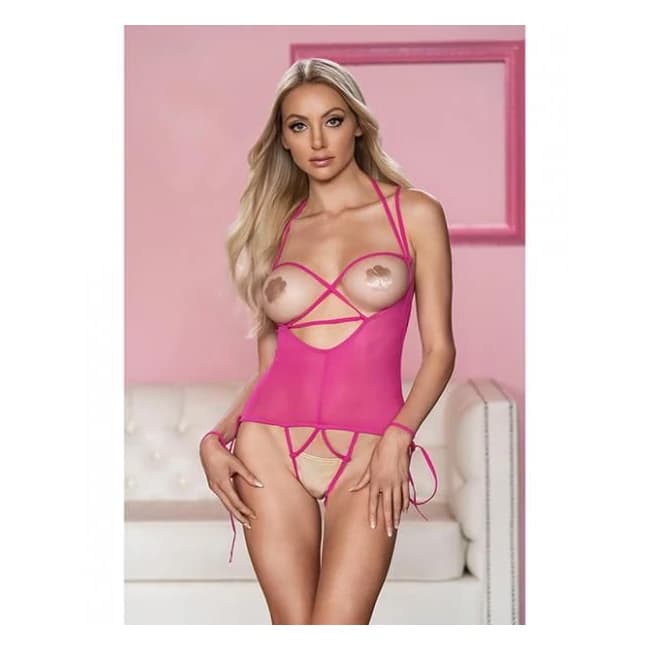 Allure Angelina Sheer Mesh Under Bust Teddy Hot, image 1