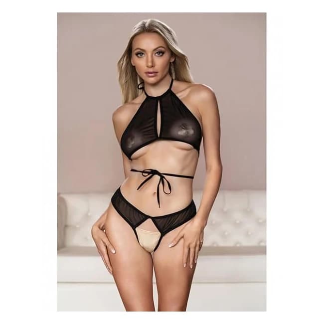 Allure Marley Mesh Peek a Boo Top & Open Panty, image 1