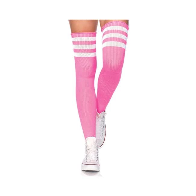 Athlete Thigh Highs with 3 Stripes Top O/S Neon, image 1