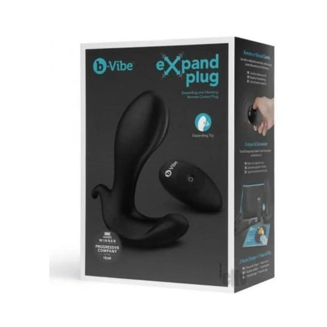 B-Vibe Expand Expanding and Vibrating Remote Control Plug Black, image 1