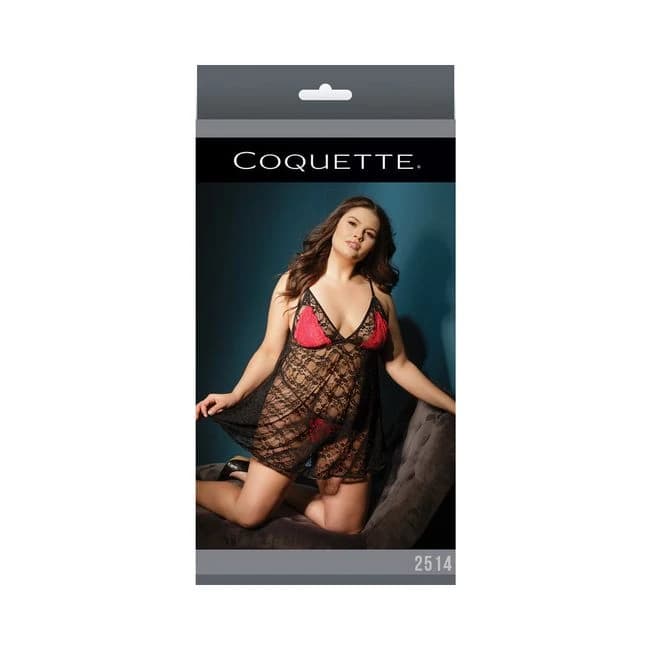 Baby Doll & G-String G-String Blk/red/fucia, image 1