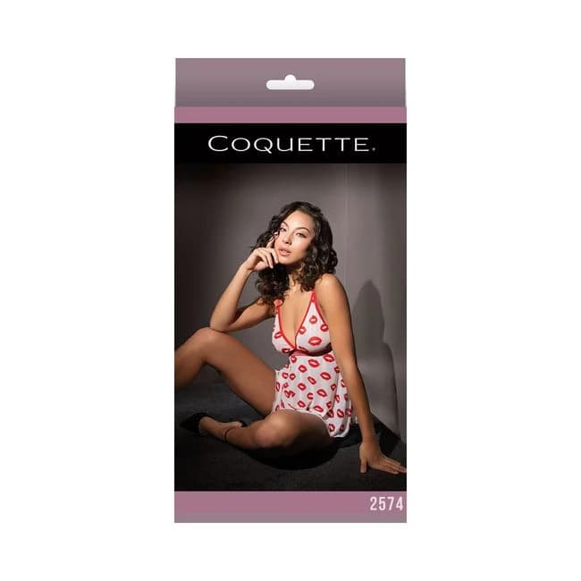 Babydoll and Thong White/red, image 1
