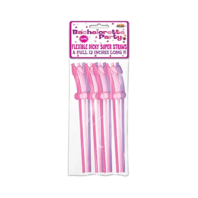 Bachelorette Party Pecker Straws Assorted Colors 10 Pack, image 1