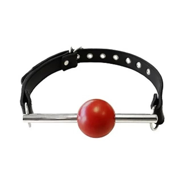 Ball Gag - Black with Removable Red Ball and Stainless Steel Rod - Image 1 Ball Gag - Black with Removable Red Ball and Stainless Steel Rod - Image 1