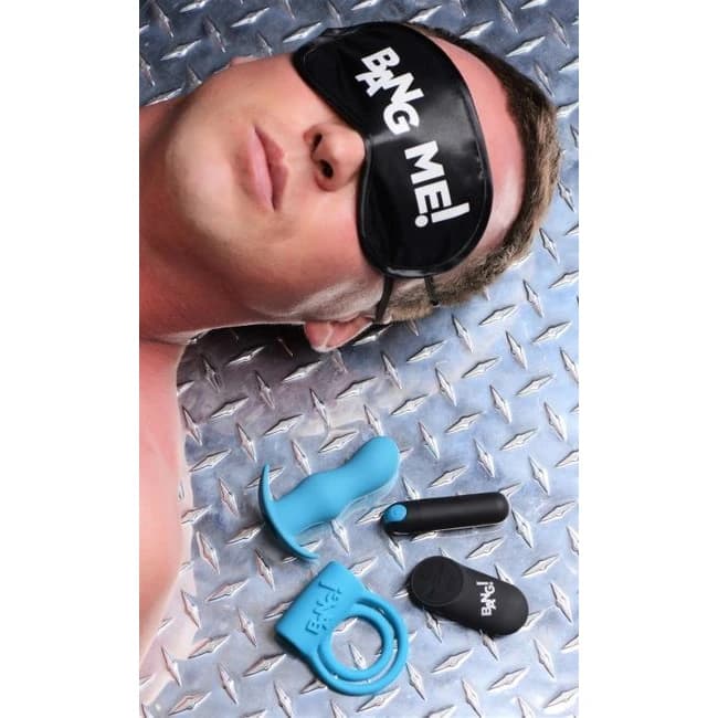 Bang! Duo Blast C Ring Butt Plug Bullet & Blindfold Kit Black - Image 1 Bang! Duo Blast C Ring Butt Plug Bullet & Blindfold Kit Black - Image 1