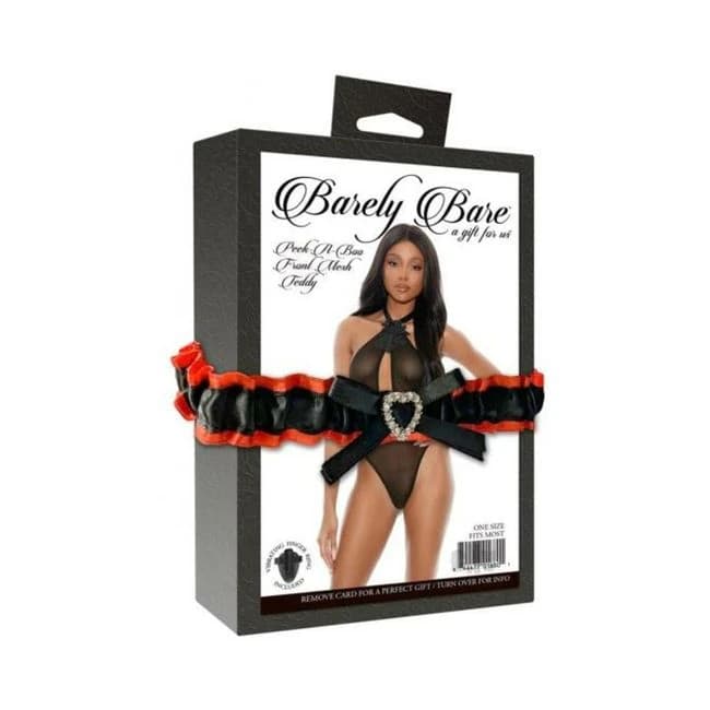 Barely Bare Peek-a-Boo Front Mesh Teddy Black Os, image 1