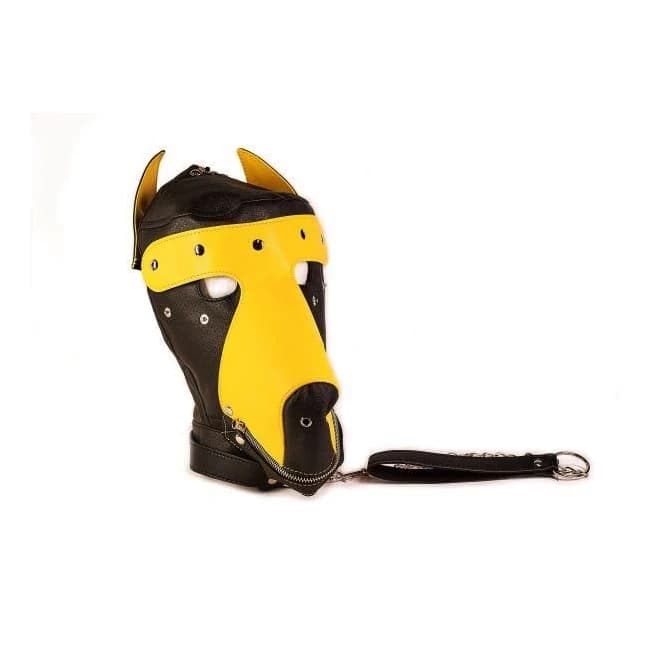 Basic Puppy Play Kit 2 Tone Black Yellow Mask, Tail, Mitts, Carry Pack, image 1