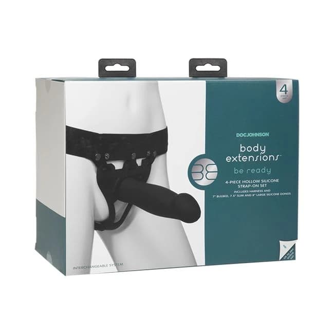 Be Ready Body Extensions Hollow Strap-on 4-Piece Set Black, image 1