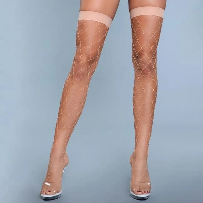 Bewicked Caught in My Trap Thigh Highs-Nude O/S, image 1