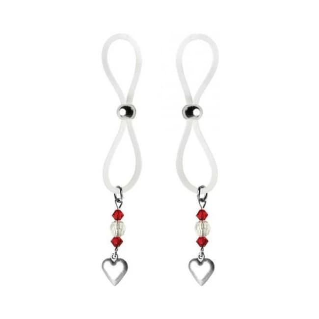 Bijoux De Nip Nipple Halos Heart Charm Red, Clear, image 1