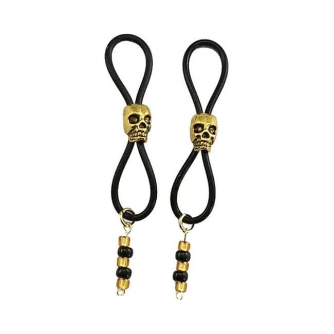 Bijoux De Nip Nipple Halos w/ Gold Skulls - Black, image 1