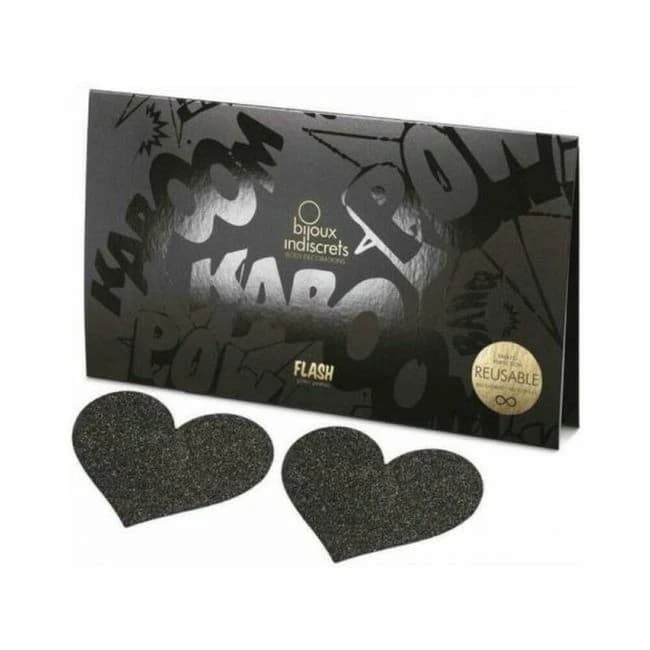 Bijoux Indiscrets Flash Reusable Glitter Pasties Heart, image 1