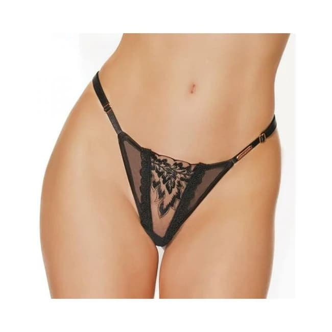 Black Label Thong with Adjustable Waist Black/rose Gold, image 1