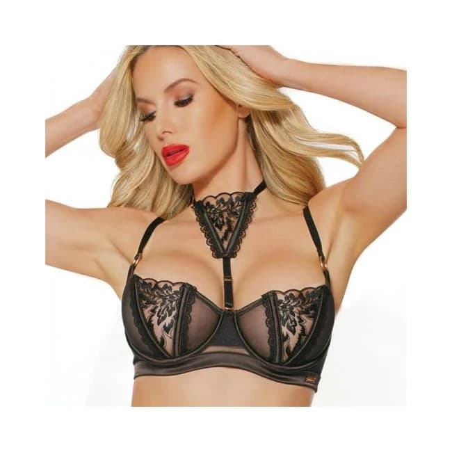 Black Label Underwire Bra with Adjustable Choker Black/rose Gold, image 1