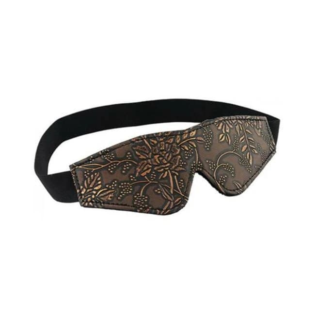 Blindfold Brown Pu Floral Print with Faux Fur Lining - Image 1 Blindfold Brown Pu Floral Print with Faux Fur Lining - Image 1