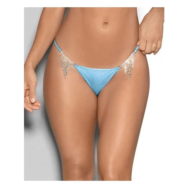 Blue Crystal Black Light Dancewear Jeweled Bottom w/ Ruching Blue O/S, image 1