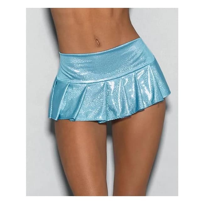 Blue Crystal Black Light Dancewear Wide Band Pleated Skirt Blue O/S, image 1