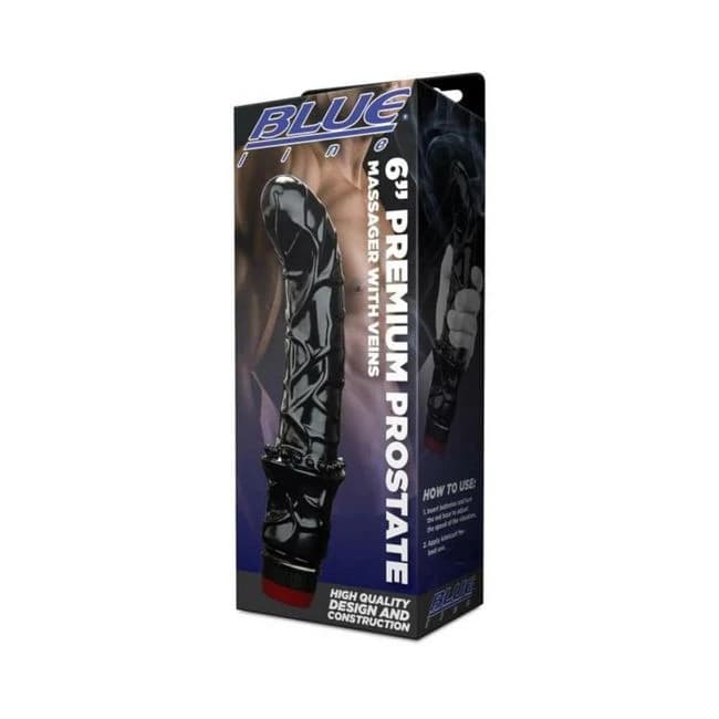 Blue Line 6 In. Premium Prostate Massager with Veins, image 1