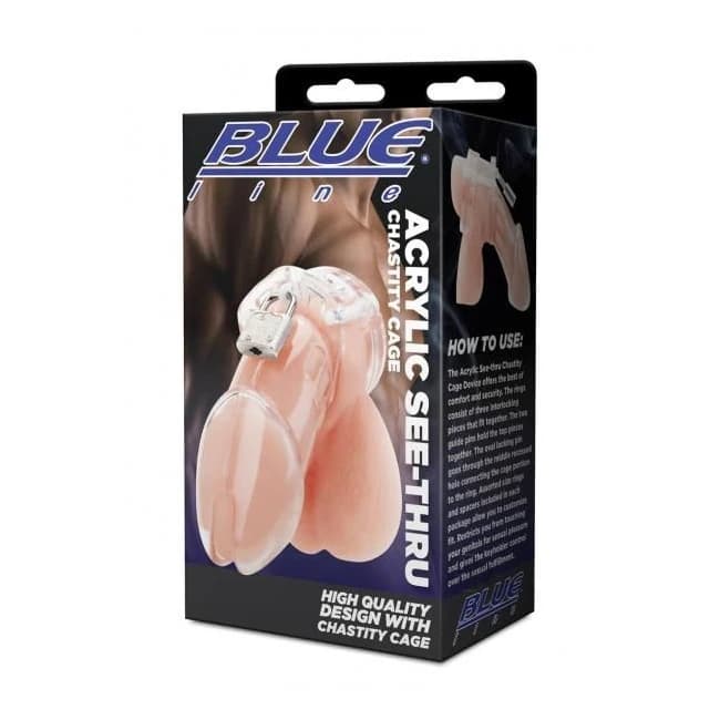 Blue Line Acrylic See-Thru Chastity Cage - Clear, image 1