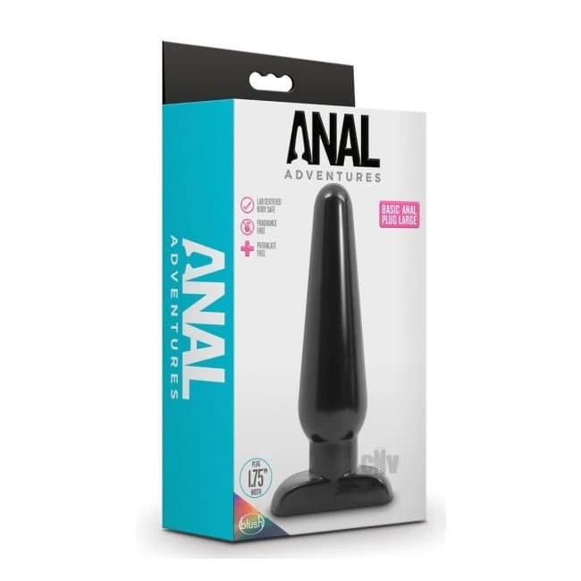 Blush Anal Adventures Basic Anal Plug - Large Black, image 1