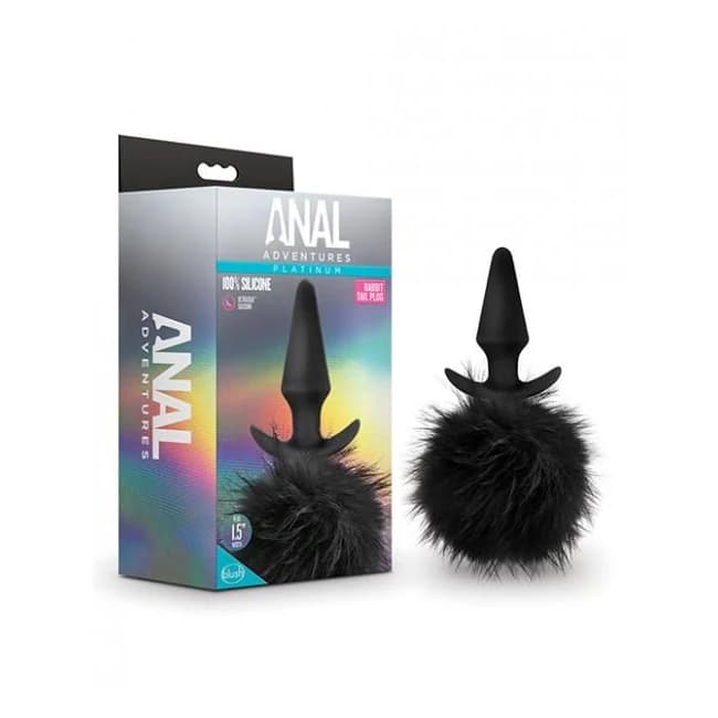 Blush Anal Adventures Platinum Rabbit Tail Plug - Black - Image 1 Blush Anal Adventures Platinum Rabbit Tail Plug - Black - Image 1