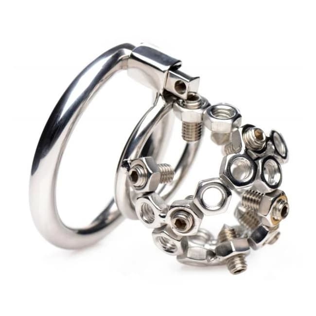 Bolted Chastity Cage with Spikes Stainless Steel, image 1