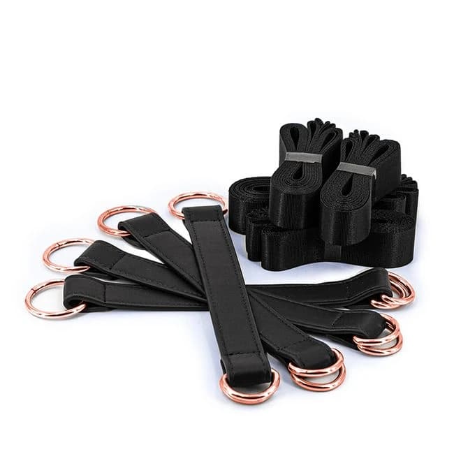 Bondage Couture Tie Down Straps Black W/ Rose Gold, image 1