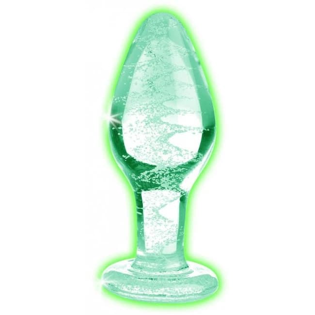 BOOTY SPARKS GLOW-IN-THE-DARK GLASS ANAL PLUG MEDIUM - Image 1