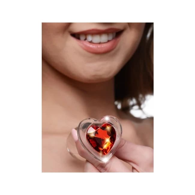 BOOTY SPARKS RED HEART GLASS ANAL PLUG MEDIUM - Image 1