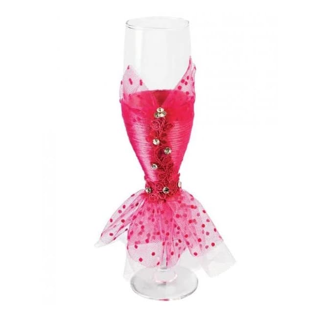 Bride to Be Champagne Glass Wedding Dress with Pink Lace, image 1
