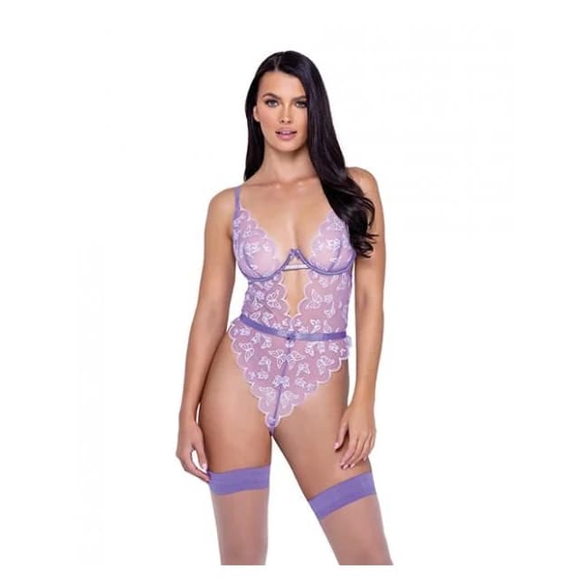 Butterfly Glow Embroidered Teddy Lavender/white, image 1