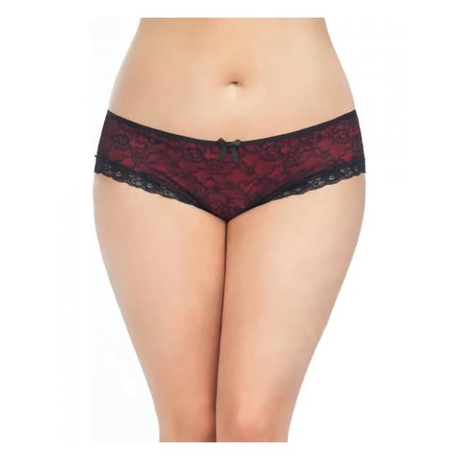 Cage Back Lace Panty Black Red 1x/2x, image 1