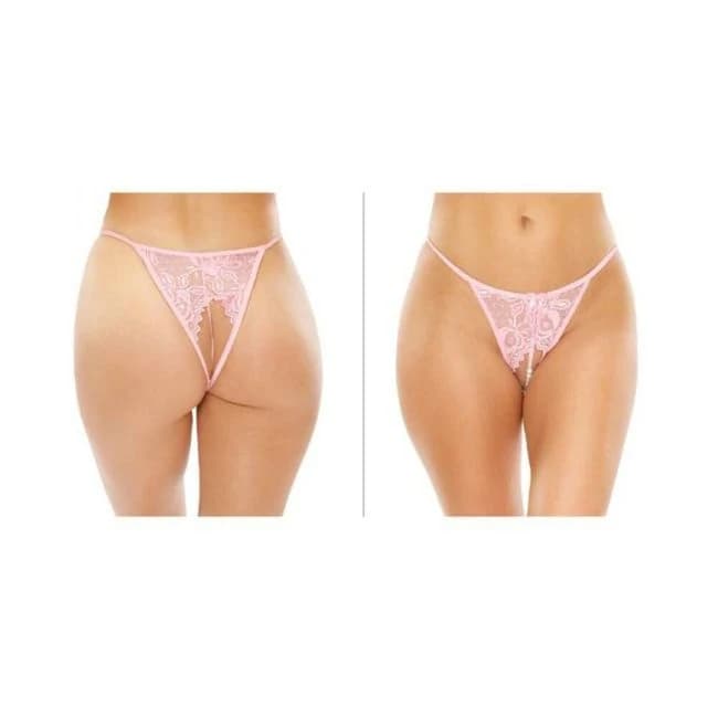 Calla Crotchless Lace Pearl Panty Light, image 1