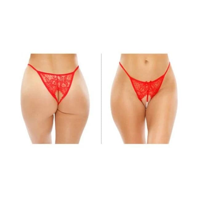 Calla Crotchless Lace Pearl Panty, image 1