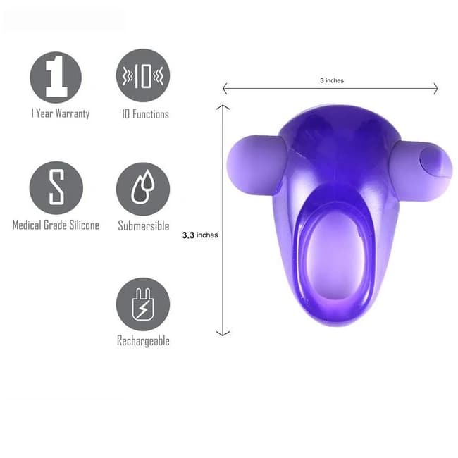Casey Rechargeable Vibrating Erection Enhancer Ring Purple, image 1