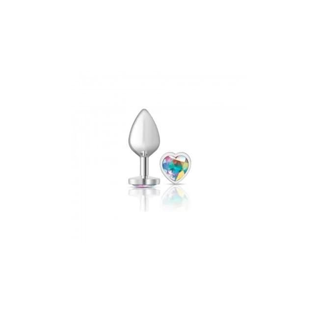 Cheeky Charms Heart Clear Iridescent Medium Silver Plug, image 1