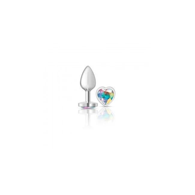 CHEEKY CHARMS HEART CLEAR IRIDESCENT SMALL SILVER PLUG - Image 1 CHEEKY CHARMS HEART CLEAR IRIDESCENT SMALL SILVER PLUG - Image 1
