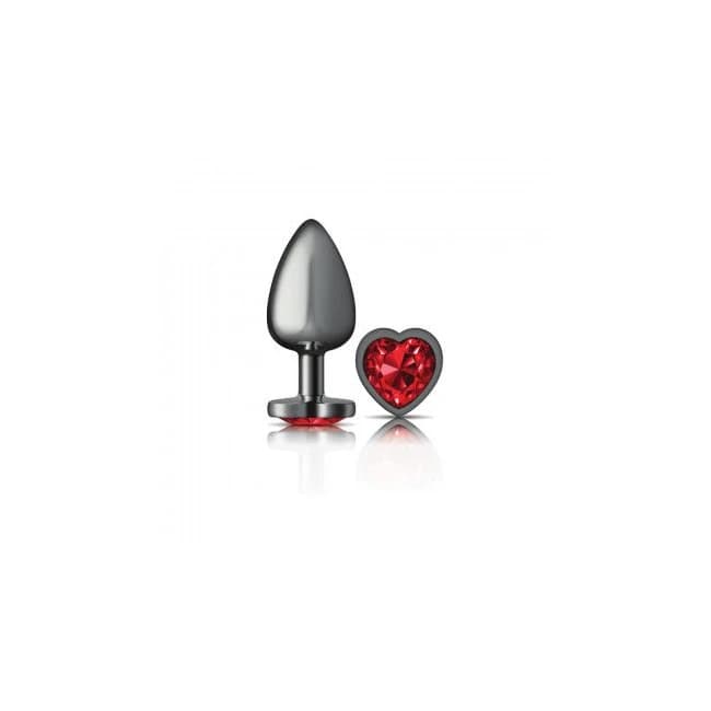Cheeky Charms Heart Deep Red Large Gunmetal Butt Plug - Image 1 Cheeky Charms Heart Deep Red Large Gunmetal Butt Plug - Image 1