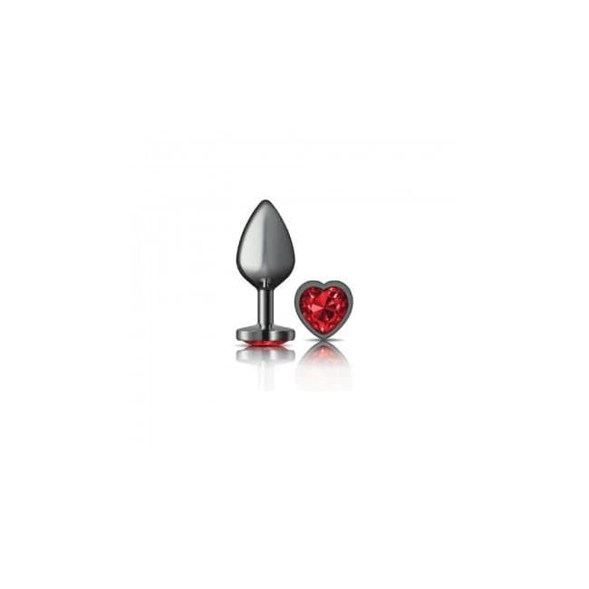 Cheeky Charms Heart Deep Red Medium Gunmetal Butt Plug, image 1