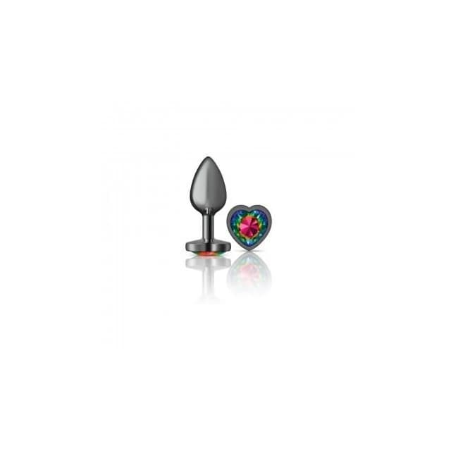 Cheeky Charms Heart Rainbow Medium Gunmetal Butt Plug, image 1
