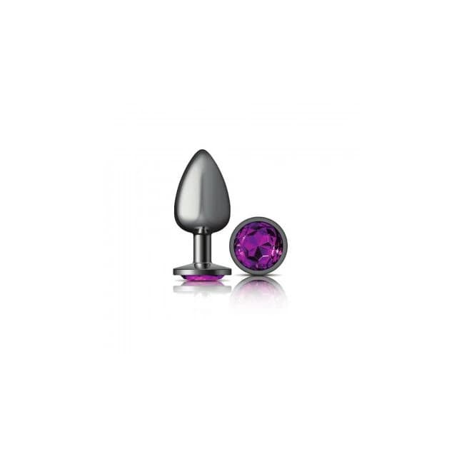 Cheeky Charms Round Purple Large Gunmetal Butt Plug - Image 1 Cheeky Charms Round Purple Large Gunmetal Butt Plug - Image 1