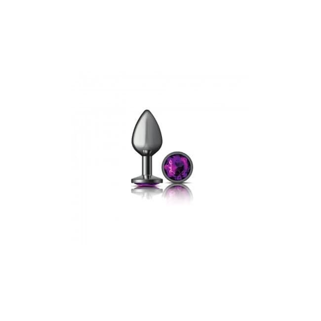 Cheeky Charms Round Purple Medium Gunmetal Butt Plug, image 1