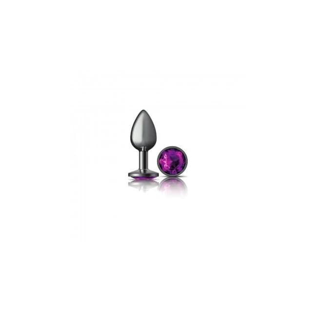 Cheeky Charms Round Purple Small Gunmetal Butt Plug, image 1