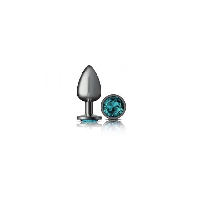 Cheeky Charms Round Teal Large Gunmetal Butt Plug - Image 1 Cheeky Charms Round Teal Large Gunmetal Butt Plug - Image 1