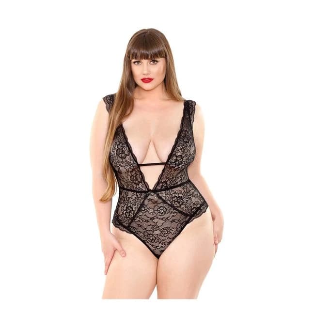 Claire Lace Crotchless Teddy - 1x/2x (Garment Only - No Box), image 1