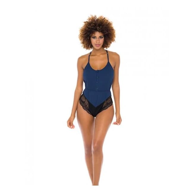 Claribel Ribbed Jersey Romper Estate Blue/black, image 1