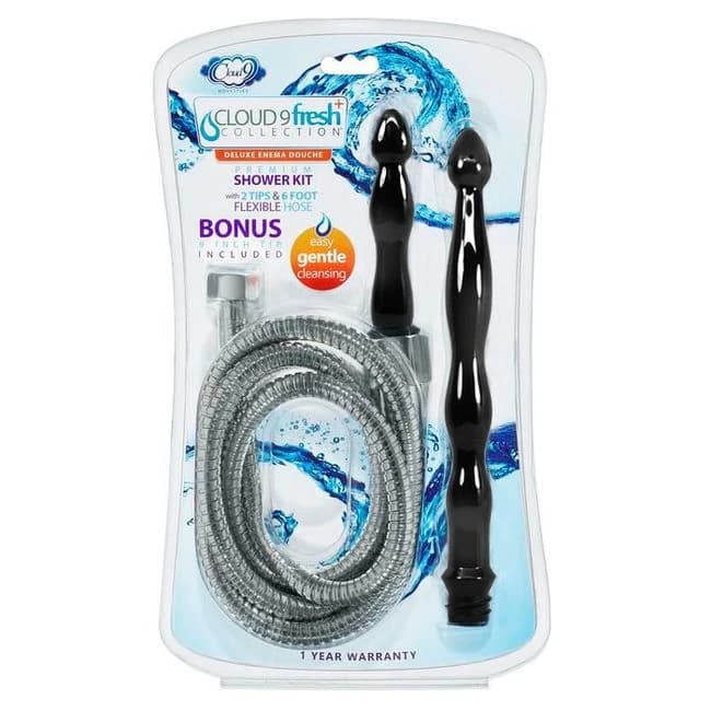 Cloud 9 Fresh + Deluxe Anal Enema Premium Shower Kit W/ 2 Tips & 6 Ft Stainless Steel - Image 1