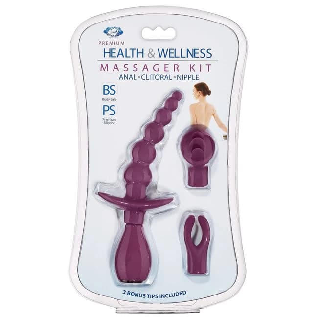 Cloud 9 Health & Wellness Anal Clitoral & Nipple Massager Kit Plum - Image 1 Cloud 9 Health & Wellness Anal Clitoral & Nipple Massager Kit Plum - Image 1