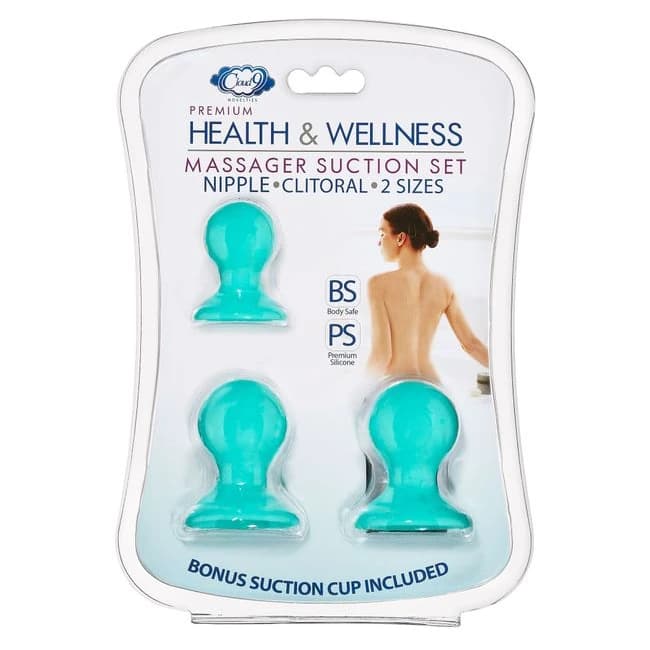 Cloud 9 Health & Wellness Nipple & Clitoral Massager Suction Set Teal - Image 1